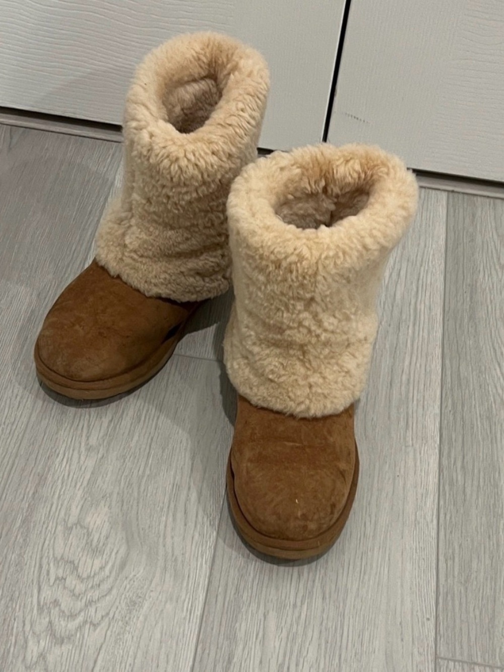 UGG Tan and Cream Shearling Winter Boots